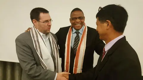 Official Representative of ABCC Rev Tage Donyi, ABCC Vice President greeting BWA General Secretary and President at#BWA18